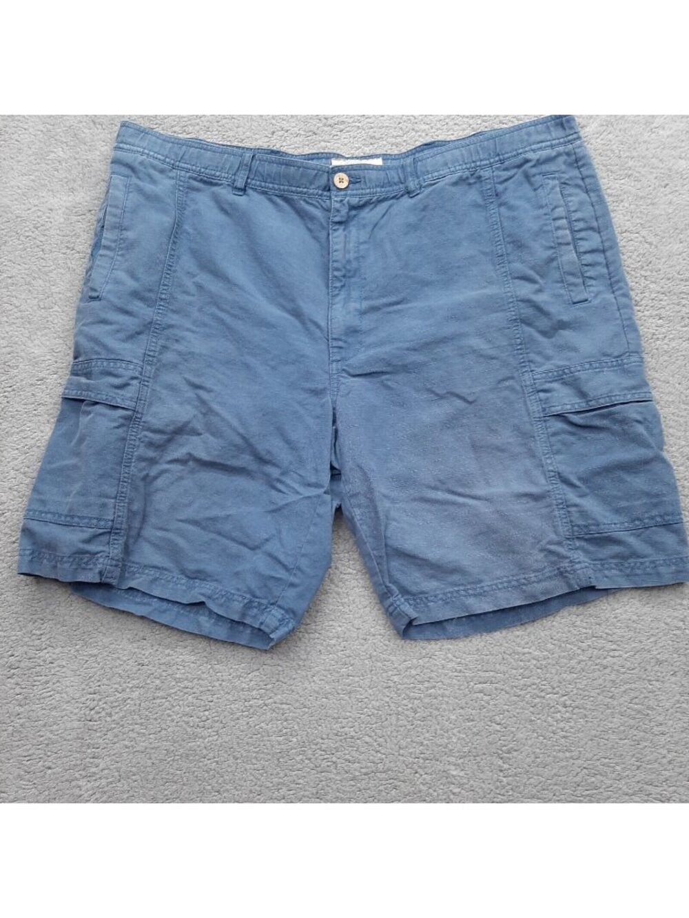 Island Shores Blue Cargo Shorts Mens Size 44 Linen Cotton Blend
